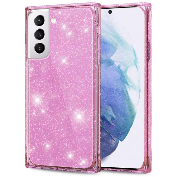 Etui Square Glitter do Samsung Galaxy S21, Rose Gold
