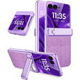 Etui do Motorola Razr 60 Ultra – Glitter PC Case ze szkłem i podstawką - fioletowe