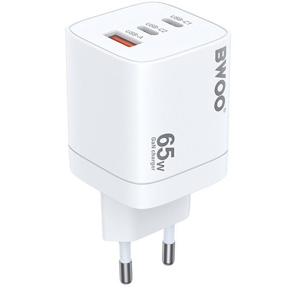 Ładowarka sieciowa BWOO CDA147 65W GaN, 2xUSB-C 1x USB-A + Kabel USB-C 1M