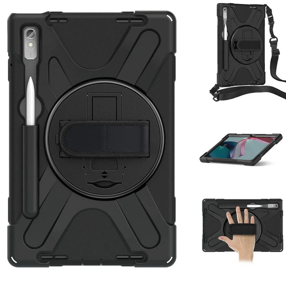 Etui pancerne do Lenovo Tab P11 Pro Gen 2 TB132FU TB132XU 11.2", ochronne 360 z miejscem na rysik, Czarne