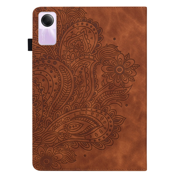Etui do Xiaomi Redmi Pad SE 11", Flowers, brązowe