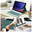 Etui z klawiaturą do Samsung Galaxy Tab S10 FE / S9 FE, Leather Pen Slot, ciemnozielone