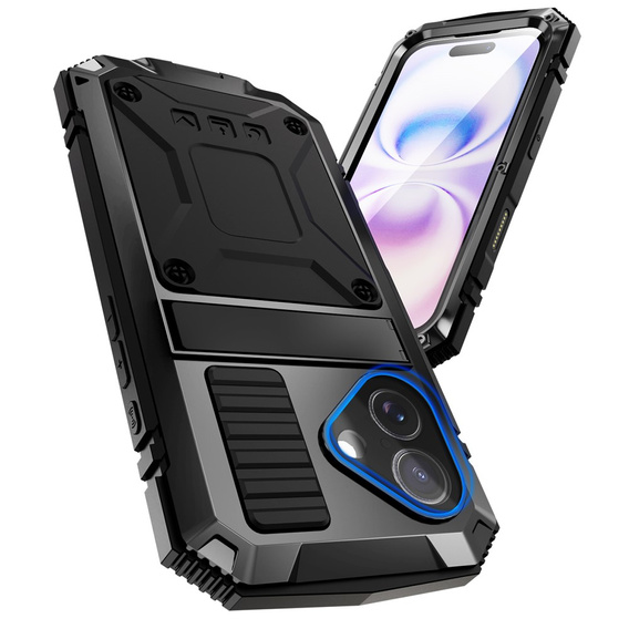 Etui R-JUST do iPhone 17 z wbudowaną ochroną ekranu - czarne