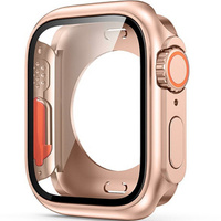 2w1 Pełne Etui + Szkło Hartowane do Apple Watch 4/5/6/SE 40MM, Różowe rose gold/Pomarańczowe