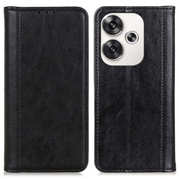 Etui z klapką do Xiaomi Poco F6, Split Leather, czarne
