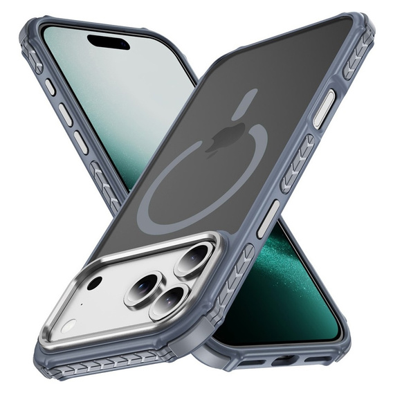 Etui pancerne do iPhone 17 Pro Max, Matt Case, do MagSafe, matowe z szarą ramką
