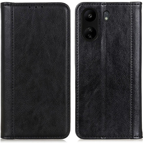 Etui do Xiaomi Redmi 13C / Poco C65, Wallet Litchi Leather, czarne