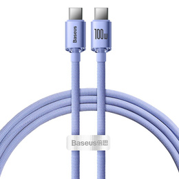 Baseus kabel Crystal Shine USB-C – USB-C 1,20 m 100 W, fioletowy
