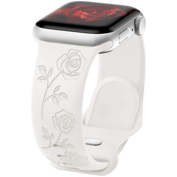 Pasek Silikonowy do Apple Watch 1/2/3/4/5/6/7/8/9/10/11/SE 38/40/41/42mm, Rose, Biały