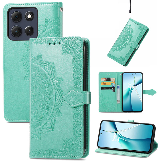 Etui portfelowe z motywem kwiatowym do Motorola Moto G86 5G – Zielone