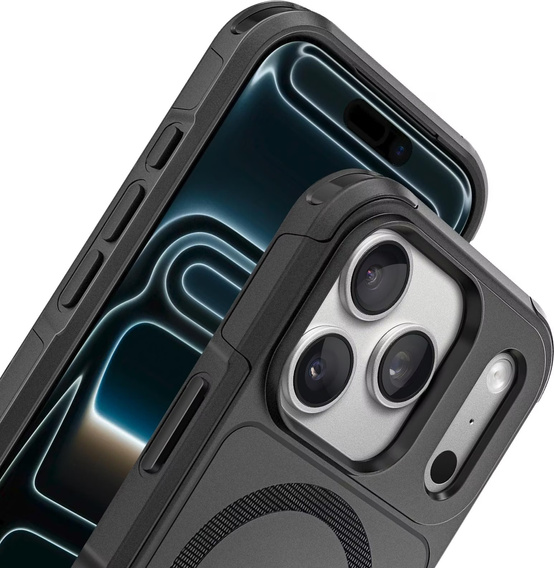 Etui pancerne do iPhone 17 Pro, MagForce MagSafe, czarne