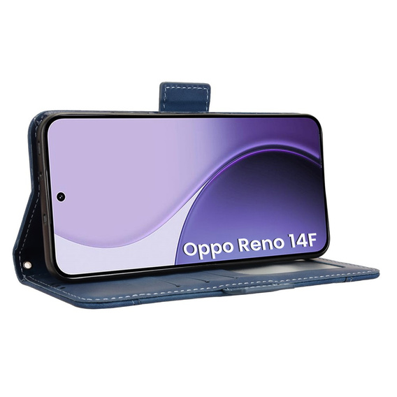 Etui z klapką do Oppo Reno 14 F / 14 FS, Card Slot, granatowe