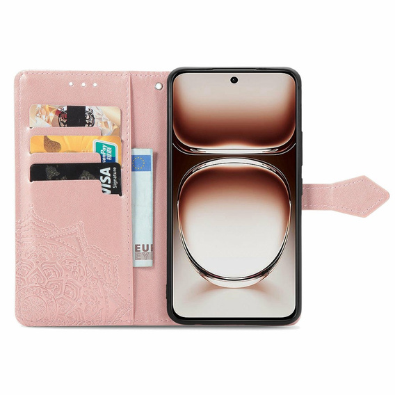 Etui z klapką do Oppo A40 / Oppo A40m, Mandala, różowe rose gold