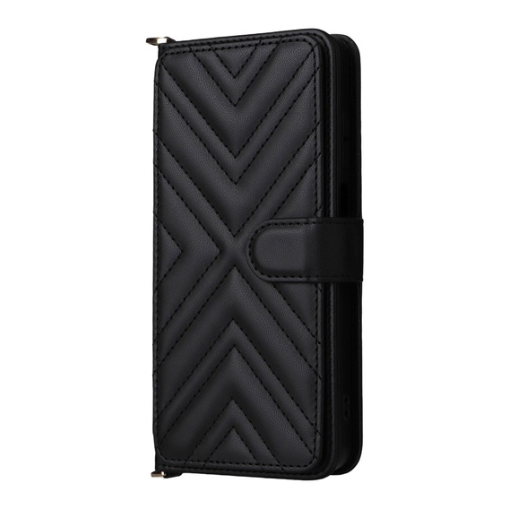 Etui z klapką do Xiaomi Poco M7 Pro 5G, Crossbody Leather Wallet, czarne