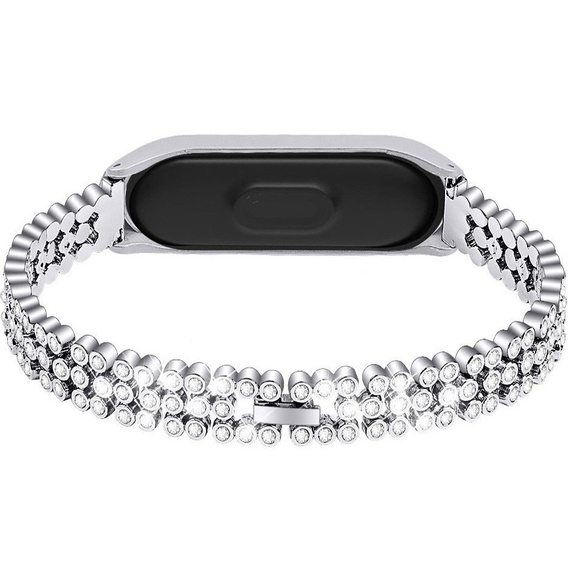 Bransoleta Rhinestone Decor do Xiaomi Mi Band 5 - Silver