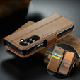 Etui z klapką CASEME do Samsung Galaxy Z Fold7 5G Litchi Wallet – brązowe