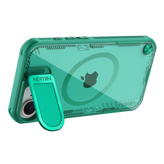 Etui do iPhone 16e, pancerne Nillkin, Icelade Prop, do Magsafe, zielone