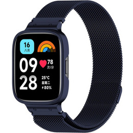 Pasek Bransoleta Milanese z Etui do Xiaomi Redmi Watch 3 Active, Granatowy