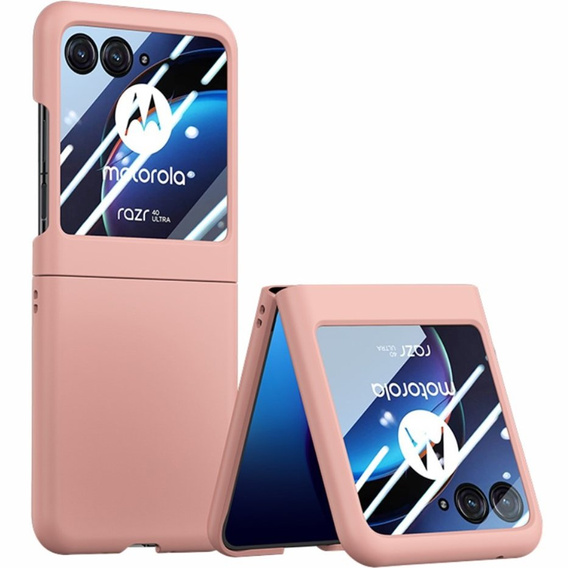 Etui PC Case do Motorola Razr 40 Ultra 5G, ze szkłem na ekran, różowe