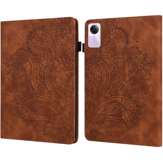 Etui do Xiaomi Redmi Pad SE 11", Flowers, brązowe