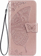 Etui z klapką do Oppo Reno 12FS / 12F, Butterfly, różowe rose gold