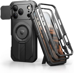 Etui Dexnor do iPhone 17 Pro Max z osłoną kamery i podstawką, do MagSafe - czarne (Dwie ramki)
