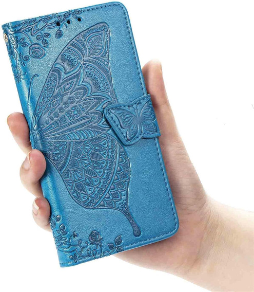 Etui z klapką do Xiaomi Poco F7, Butterfly, niebieskie