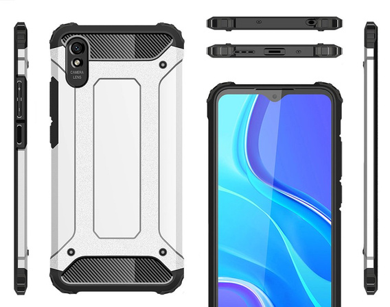 Etui do Xiaomi Redmi 9A, pancerne TECH ARMOR, srebrne