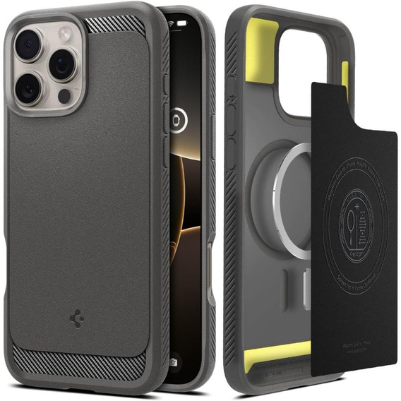 Etui Spigen Rugged Armor Mag MagSafe do iPhone 16 Pro – kolor Grey