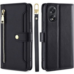 Etui z klapką do Oppo A38 / A18 4G, Wallet Zipper Pocket, czarne