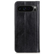 Etui z klapką do Google Pixel 10 Pro XL / 9 Pro XL, skórzane z kieszonką, czarne