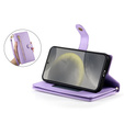 Etui z klapką do Samsung Galaxy S25, Wallet Zipper Pocket, fioletowe
