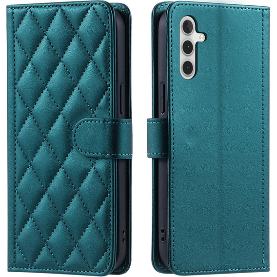 Etui z klapką do Samsung Galaxy A16, Rhombus Crossbody Leather, zielone