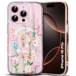 Etui do iPhone 16 Pro, Laser Flower, do MagSafe, Campanula