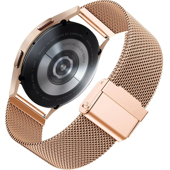 Bransoleta Milanese + Etui z osłoną na ekran do Samsung Galaxy Watch Active 2 40mm, Różowe złoto