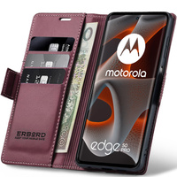 Etui do Motorola Edge 50 Pro, ERBORD Glossy Litchi, portfel z klapką, czerwone