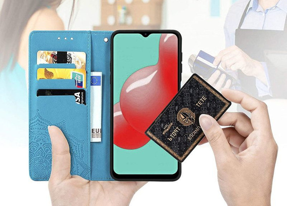 Etui z klapką do Samsung Galaxy M52 5G, Mandala, niebieskie