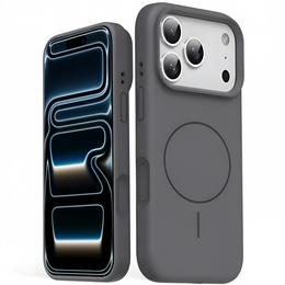 Etui silikonowe do iPhone 17 Pro Max - kompatybilne z MagSafe, antywstrząsowe, szare