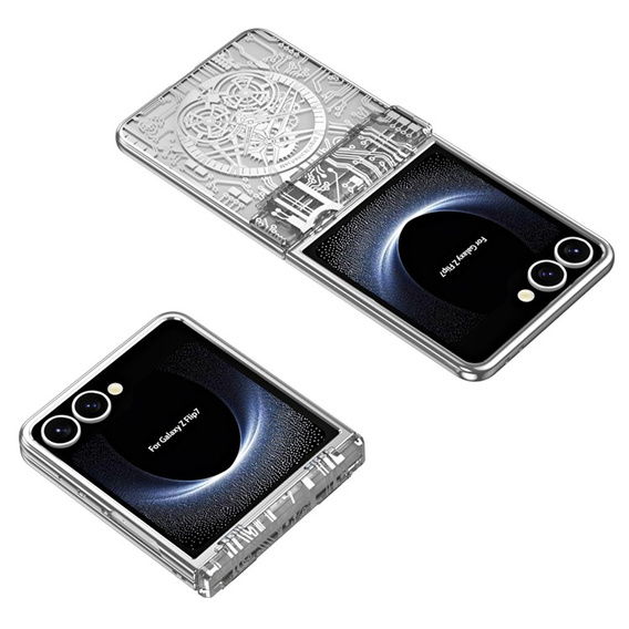 Etui do Samsung Galaxy Z Flip7 5G, Mechanical Legend, srebrne