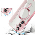 Etui z klapką do Samsung Galaxy S25+ Plus, RFID Wallet MagSafe z ochroną aparatu, różowe