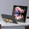 Etui ze szkłem do Samsung Galaxy Z Fold 4 5G, Kickstand Cross Texture, Black
