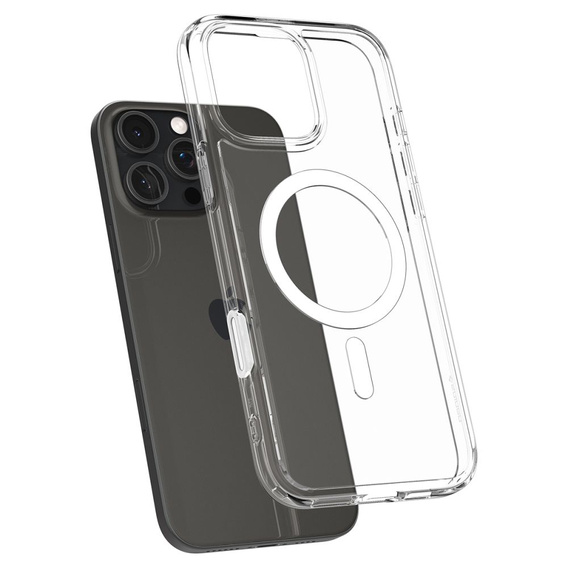 Etui ERBORD z MagSafe do iPhone 16 Pro Max, aktywny przycisk, przezroczyste + Szkło hartowane