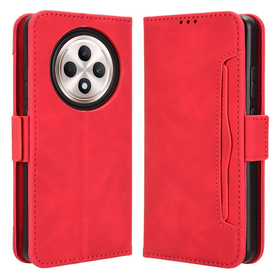 Etui z klapką do Oppo Reno 12FS / 12F, Card Slot, czerwone