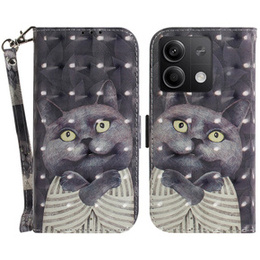 Etui z klapką do Xiaomi Redmi Note 13 5G, Wallet, Cat szare
