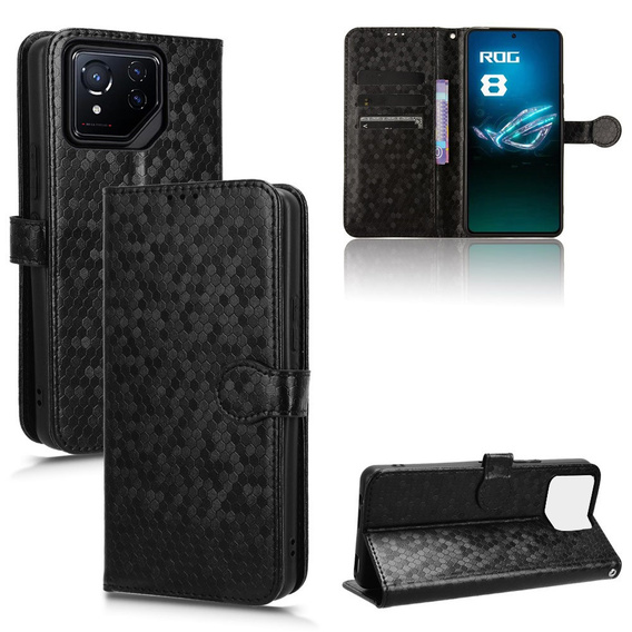 Etui z klapką do ASUS ROG Phone 8 Pro, Wallet Rhombus, czarne