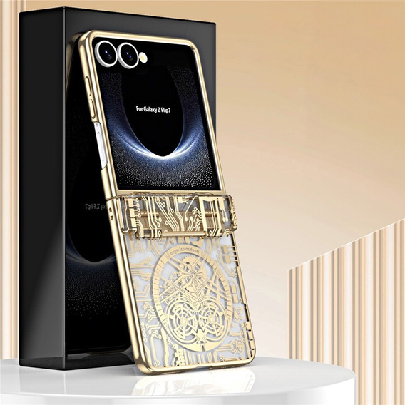 Etui do Samsung Galaxy Z Flip7 5G, Mechanical Legend, złote