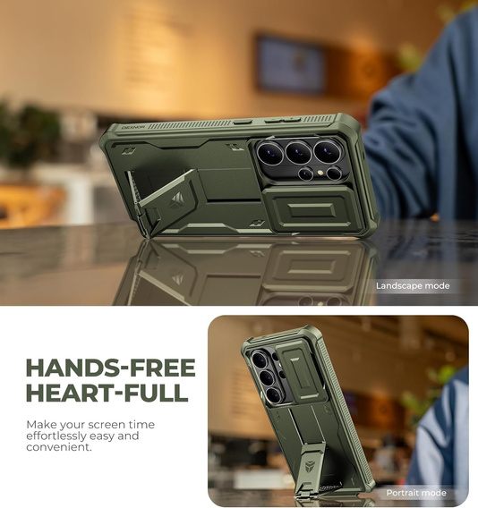 Etui pancerne do Samsung Galaxy S26 Ultra, Dexnor Full Body (Two Frames), zielone