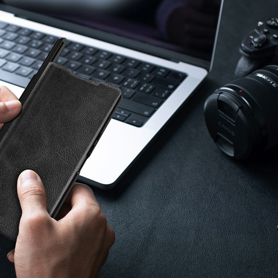 Etui z klapką NILLKIN do Samsung Galaxy Z Fold7, CamShield Qin Pro, skórzane z rysikiem, czarne