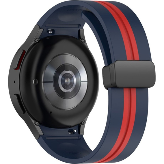Pasek Silikonowy do Samsung Galaxy Watch 4/5/6/7/FE 40/42/43/44/45/46/47mm, Granatowy / Czerwony