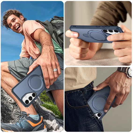 Etui do Samsung Galaxy S25/S24 z magnetyczną podstawką – niebieskie